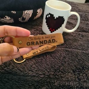 Customised Keychain Leather Cowhide | Christmas Gift for Grandad Car Keychain